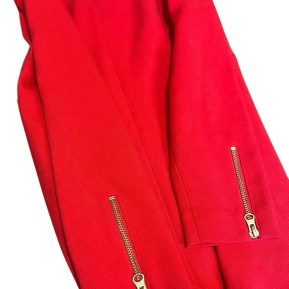 J CREW Double Zip Shift Dress Red Gold Zipper 3/4 Sleeve Sheath Sz 2 - Picture 3 of 9